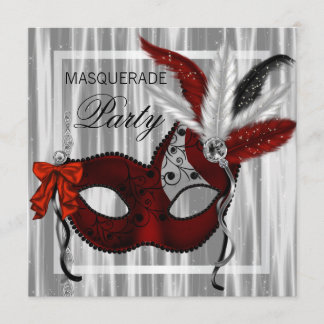 Red Black White Masquerade Party Invitation