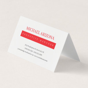 Red Black & White Minimalist Simple Plain Modern Business Card