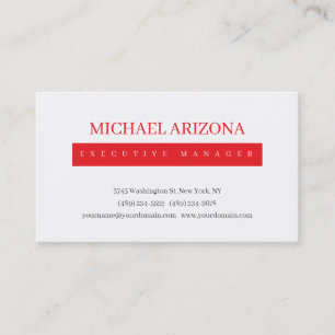 Red Black & White Minimalist Simple Plain Modern Business Card