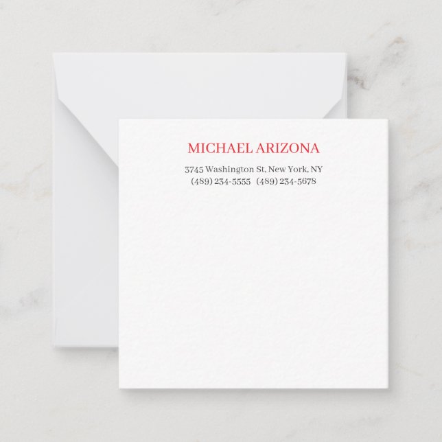 Red Black & White Minimalist Simple Plain Modern Card (Front)
