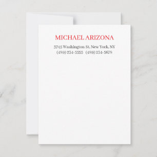 Red Black & White Minimalist Simple Plain Modern Card