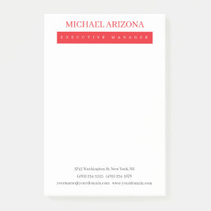 Red Black & White Minimalist Simple Plain Modern Post-it Notes