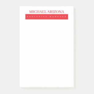 Red Black & White Minimalist Simple Plain Modern Post-it Notes