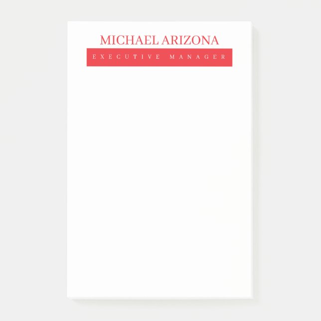 Red Black & White Minimalist Simple Plain Modern Post-it Notes (Front)