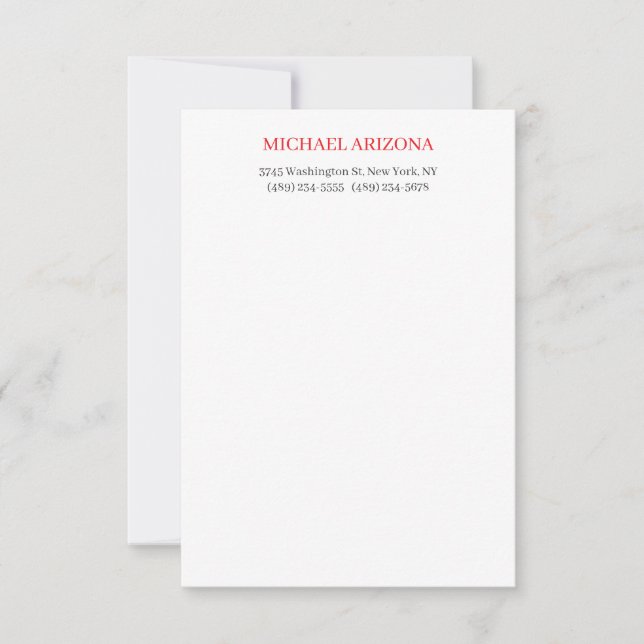 Red Black & White Minimalist Simple Plain Modern RSVP Card (Front)