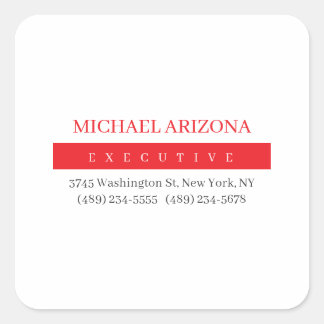 Red Black & White Minimalist Simple Plain Modern Square Sticker