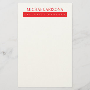 Red Black & White Minimalist Simple Plain Modern Stationery