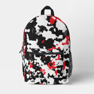 Red Black White Modern Abstract Printed Backpack
