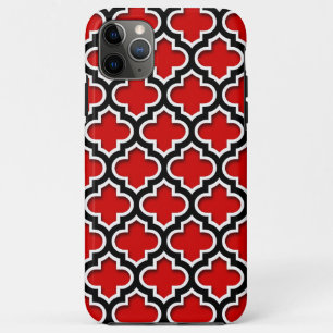 Red Black White Moroccan Quatrefoil Pattern #5DS iPhone 11 Pro Max Case