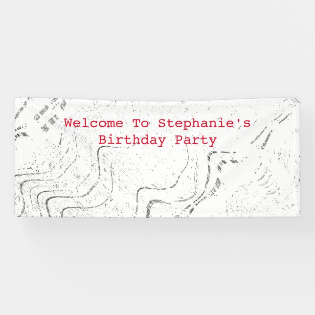 Red Black White Patterns Abstract Birthday Party Banner (Horizontal)