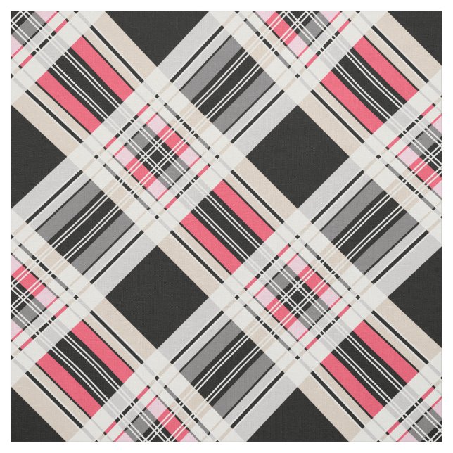 Red black white plaid fabric (Swatch)