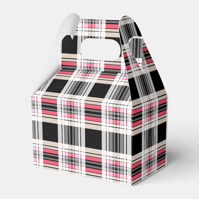 Red black white plaid favor box (Back Side)