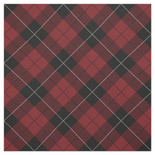 Red Black White Plaid Tartan Diagonal Fabric