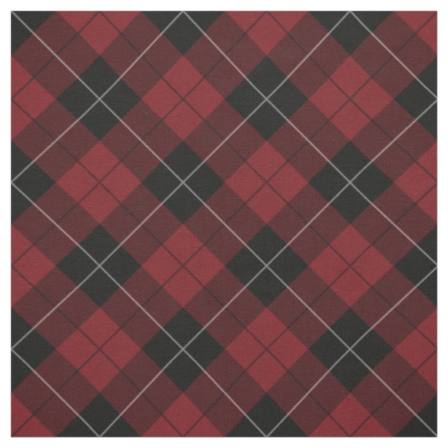 Red Black White Plaid Tartan Diagonal Fabric (Swatch)