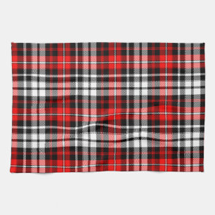 Red Black White Plaid Tartan Pattern Design  Kitchen Towel