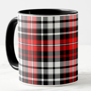 Red Black White Plaid Tartan Pattern Design  Mug