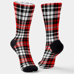 Red Black White Plaid Tartan Pattern Design  Socks