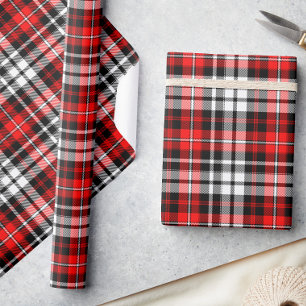 Red Black White Plaid Tartan Pattern Design  Wrapping Paper