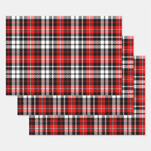 Red Black White Plaid Tartan Pattern Design Wrapping Paper Sheet