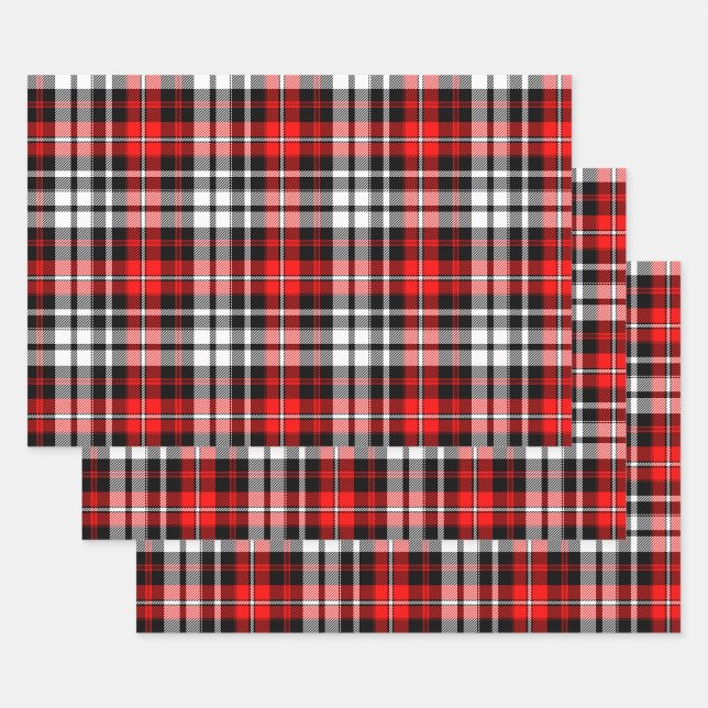 Red Black White Plaid Tartan Pattern Design  Wrapping Paper Sheet (Creator Uploaded)