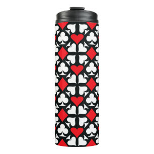 Red, Black & White Playing Card Symbols Pattern Thermal Tumbler