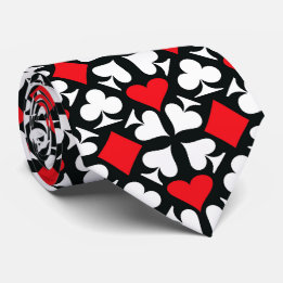 Red, Black & White Playing Card Symbols Pattern Tie