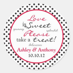 Red Black White Polka Dot Candy Buffet Stickers