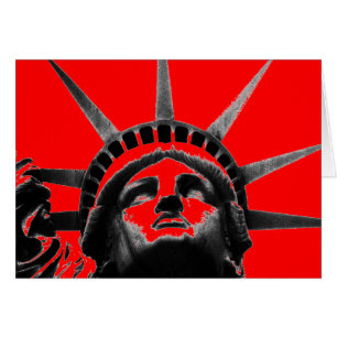 Red Black & White Pop Art Statue of Liberty Card