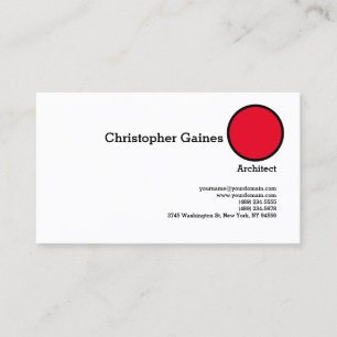 Red Black White Simple Plain Architect Profession Business Card