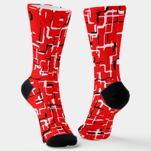 Red Black White Socks