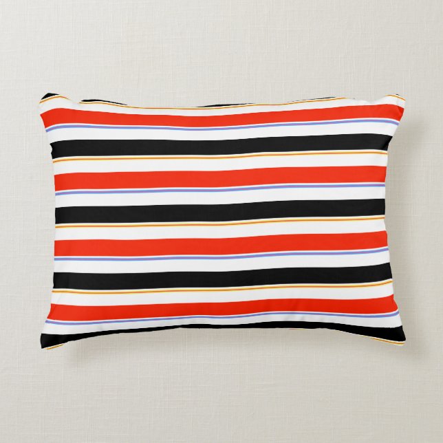 Red Black White Stripes Lines Pattern Design Accent Pillow (Front)