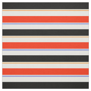 Red Black White Stripes Lines Pattern Design Fabric