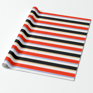 Red Black White Stripes Lines Pattern Design Wrapping Paper
