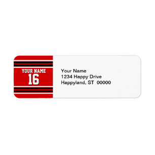 Red Black White Team Jersey Custom Number Name