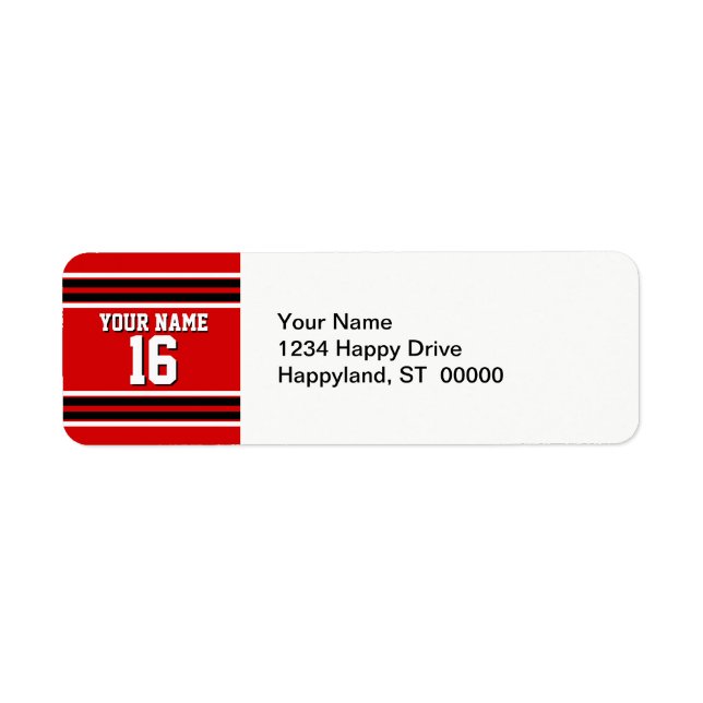 Red Black White Team Jersey Custom Number Name (Front)