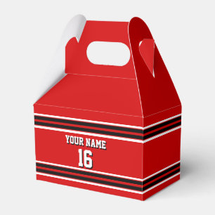 Red Black White Team Jersey Custom Number Name Favor Box