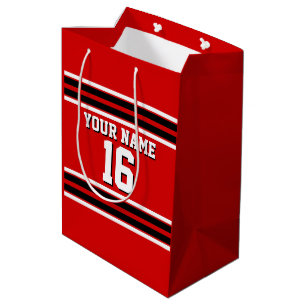 Red Black White Team Jersey Custom Number Name Medium Gift Bag