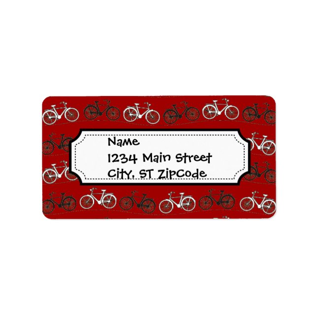 Red Black White Vintage Bicycles  Bikes Cycling Label (Front)