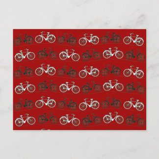 Red Black White Vintage Bicycles  Bikes Cycling Postcard