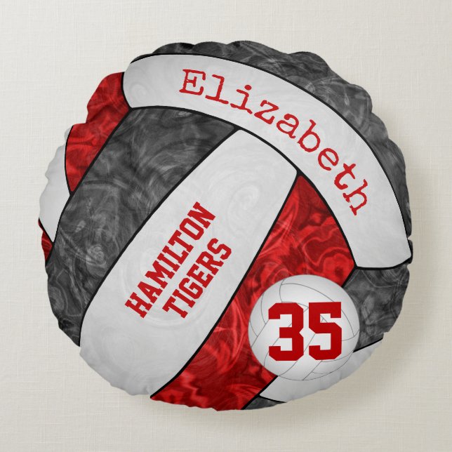 red black white volleyball team colours girls' round pillow (Front)