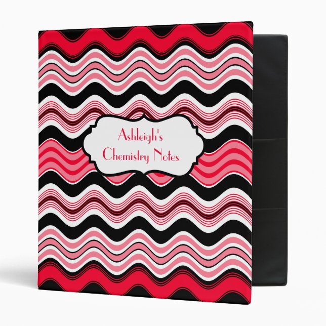 Red, Black, White Wavy Striped Binder (Front/Inside)