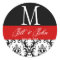 Red Black White Wedding Monogram Date Damask Seal