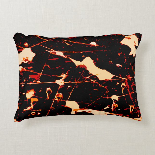 Red Black White Yellow Accent Pillow (Front)