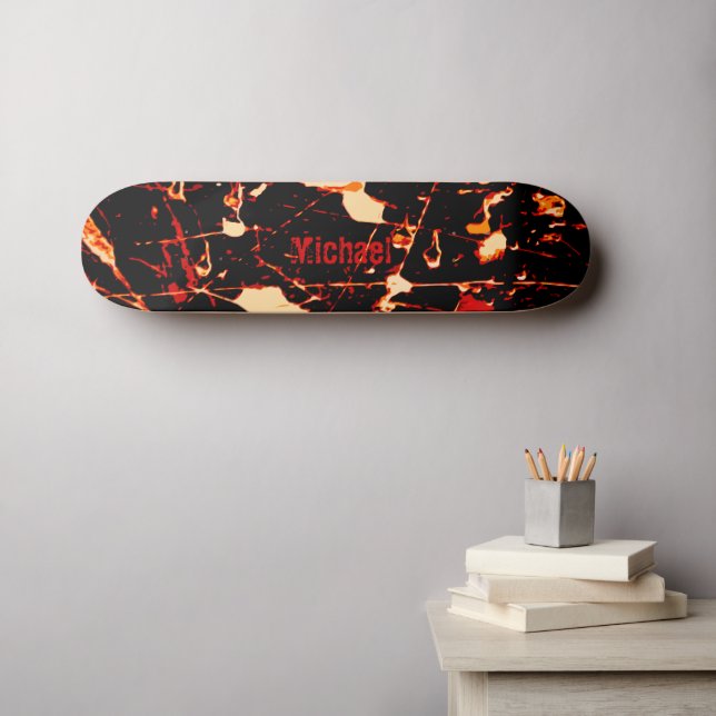 Red Black White Yellow Personalizable Skateboard (Wall Art (Horz))