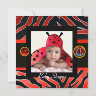 RED BLACK WHITE ZEBRA FUR ,LADYBUG  Photo Template