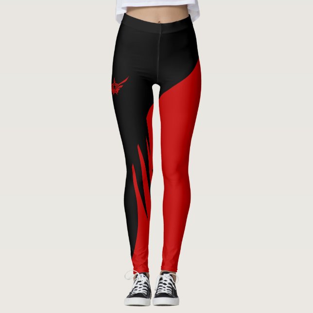 Red Black workout Leggings (Front)