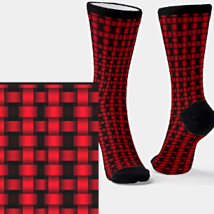 Red Black Woven Texture Socks