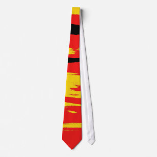 Red Black Yellow Retro Painting Abstract Art Tie
