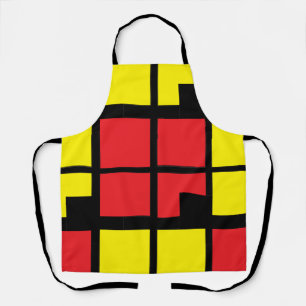 Red Black Yellow Squares Geometric Apron