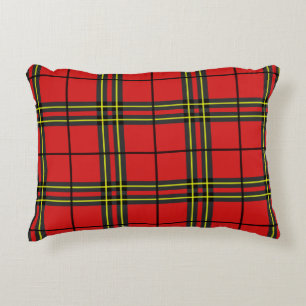 Red Black Yellow Tartan Accent Pillow